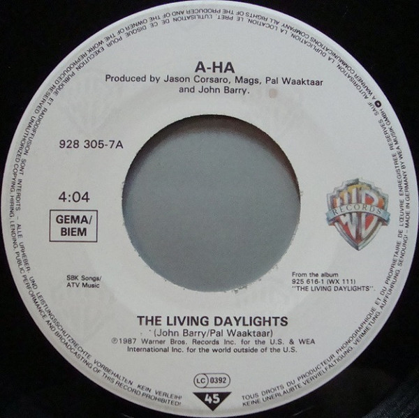 Cover zu a-ha - The Living Daylights | 1987 | Vinyl, 45 RPM, 7