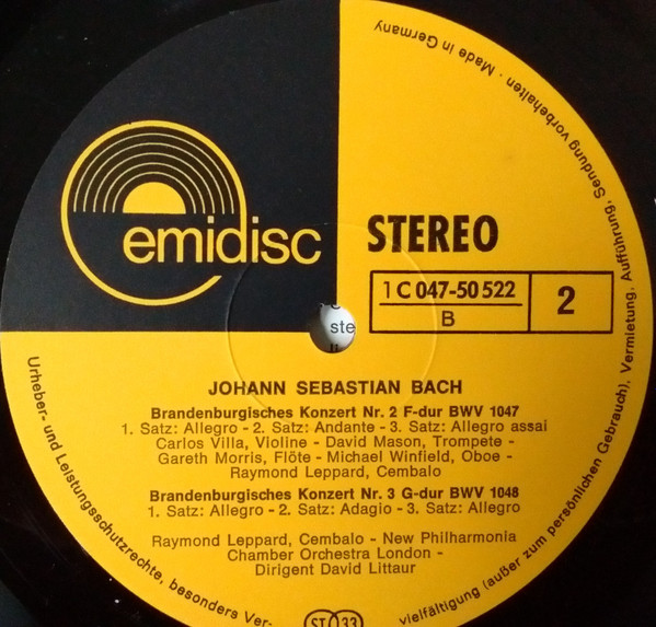Cover zu New Philharmonia Chamber Orchestra, David Littaur, Johann Sebastian Bach - Brandenburgische Konzerte Nr. 1-3 | 1971 | Vinyl, LP | Classical | Germany