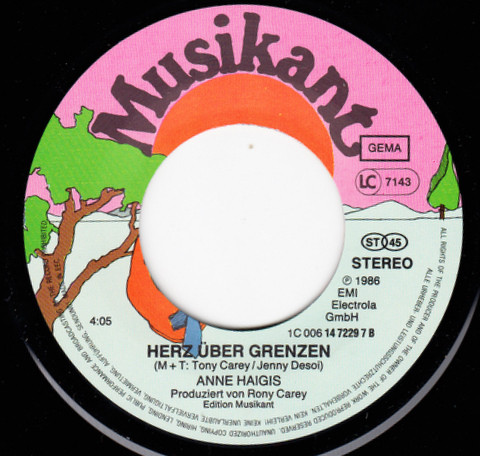 Cover zu Anne Haigis - Immer Wieder Du | 1986 | Vinyl, 45 RPM, 7