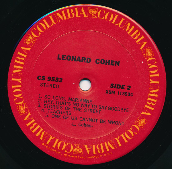 Cover zu Leonard Cohen - Songs Of Leonard Cohen | 1970 | Vinyl, LP, Album, Stereo, Reissue | Rock | US