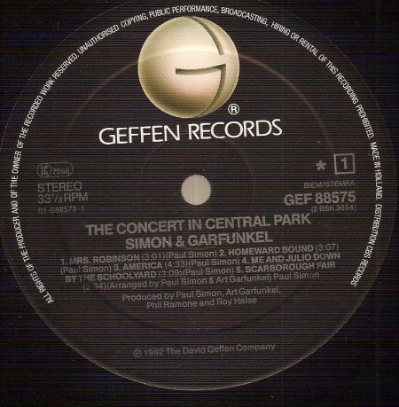 Cover zu Simon & Garfunkel - The Concert In Central Park | 1982 | Vinyl, LP, Album | Rock | Europe