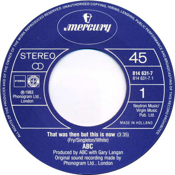 Cover zu ABC - That Was Then But This Is Now | 1983 | Vinyl, Stereo, 45 RPM, 7
