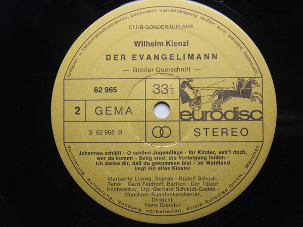 Cover zu Wilhelm Kienzl, Münchner Rundfunkorchester, Hans Gierster - Der Evangelimann | 1973 | Vinyl, LP, Album, Stereo, Club Edition | Classical | Germany