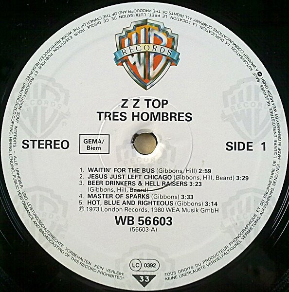 Cover zu ZZ Top - Tres Hombres | Vinyl, LP, Album, Stereo, Reissue | Rock | Europe
