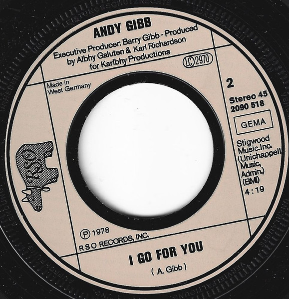 Cover zu Andy Gibb - Time Is Time / I Go For You | 1981 | Vinyl, Stereo, 45 RPM, 7
