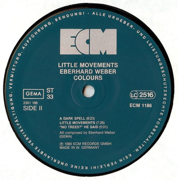 Cover zu Eberhard Weber Colours - Little Movements | 1980 | Vinyl, LP, Album | Jazz | Germany