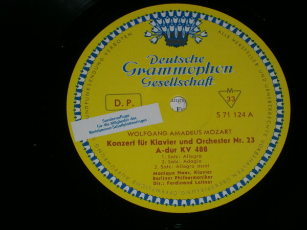 Cover zu Wolfgang Amadeus Mozart - Konzert Für Klavier Und Orchester Nr. 23 A-dur KV 488; Sinfonie Nr. 40 G-moll KV 550 | Vinyl, LP, Album, Mono, Club Edition, Compilation | Classical | Germany