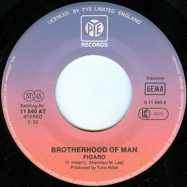Cover zu Brotherhood Of Man - Figaro | 1977 | Vinyl, 45 RPM, 7