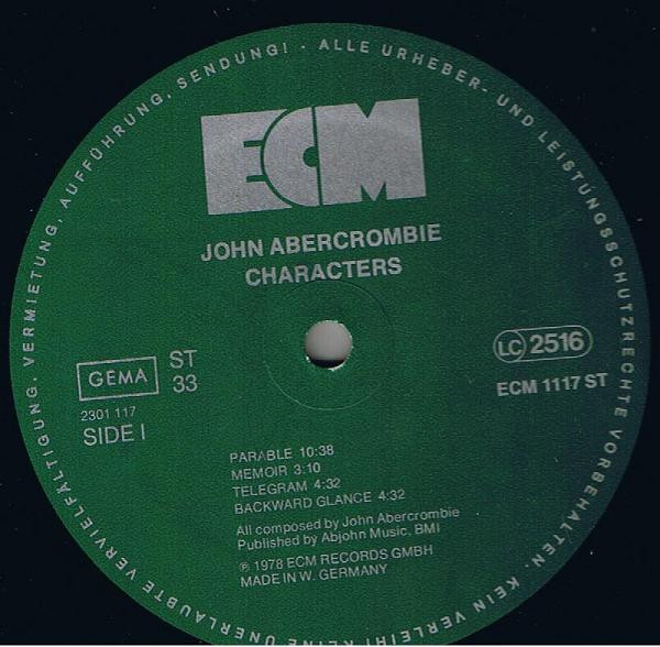 Cover zu John Abercrombie - Characters | 1978 | Vinyl, LP, Album | Jazz | Germany