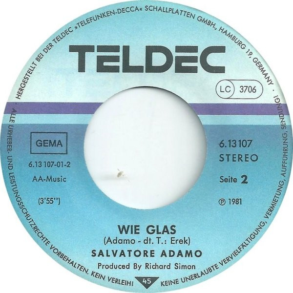 Cover zu Adamo - Du Bist Wieder Da | 1981 | Vinyl, 45 RPM, 7
