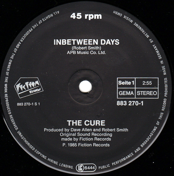 Cover zu The Cure - In Between Days | 1985 | Vinyl, 12