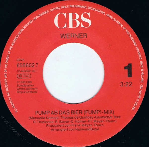 Cover zu Werner (9) - Pump Ab Das Bier | 1990 | Vinyl, 45 RPM, 7