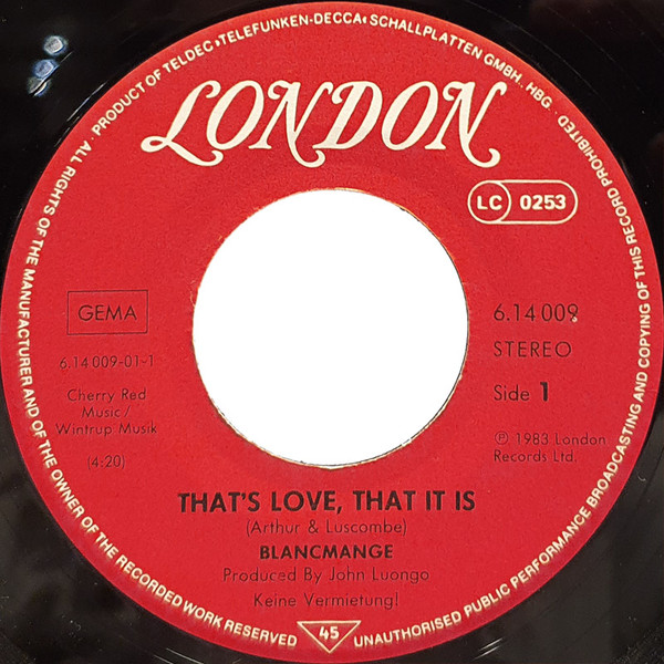 Cover zu Blancmange - That's Love, That It Is | 1983 | Vinyl, Stereo, 45 RPM, 7