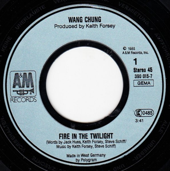 Cover zu Wang Chung / Keith Forsey - Fire In The Twilight | 1985 | Vinyl, 45 RPM, 7
