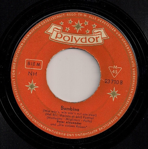 Cover zu Peter Alexander - Wunderbares Mädchen / Bambina | 1958 | Vinyl, 45 RPM, 7