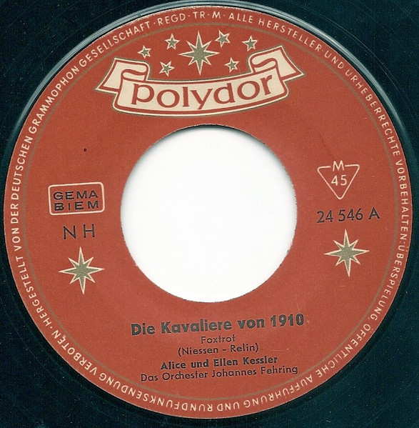 Cover zu Alice & Ellen Kessler - Die Kavaliere Von 1910 | 1961 | Vinyl, 45 RPM, 7