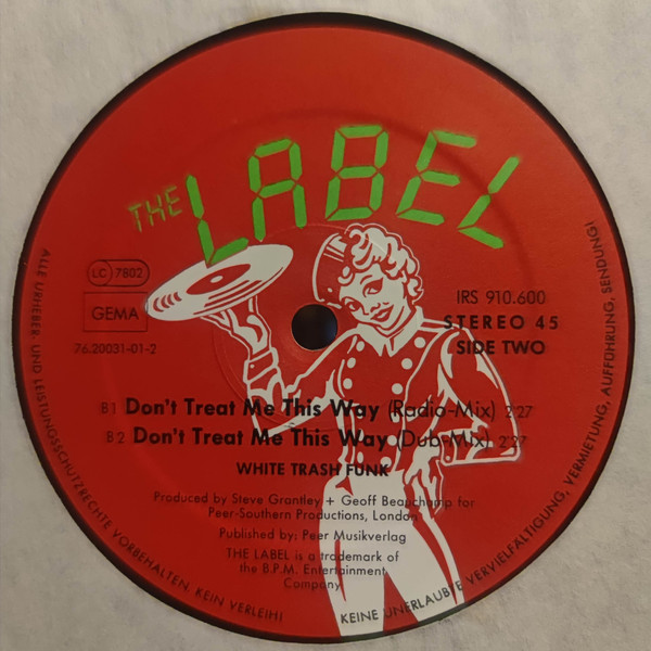Cover zu White Trash Funk - Don't Treat Me This Way | 1987 | Vinyl, 12