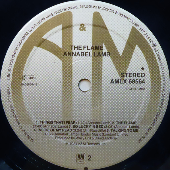 Cover zu Annabel Lamb - The Flame | 1984 | Vinyl, LP, Album, Stereo | Electronic, Rock, Pop | Europe