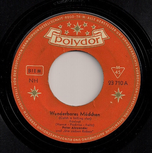 Cover zu Peter Alexander - Wunderbares Mädchen / Bambina | 1958 | Vinyl, 45 RPM, 7