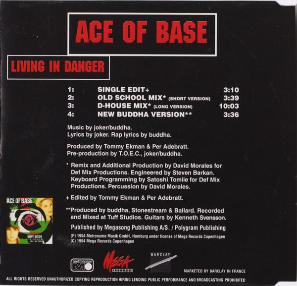 Cover zu Ace Of Base - Living In Danger | 1994 | CD, Maxi-Single | Electronic, Pop | Germany