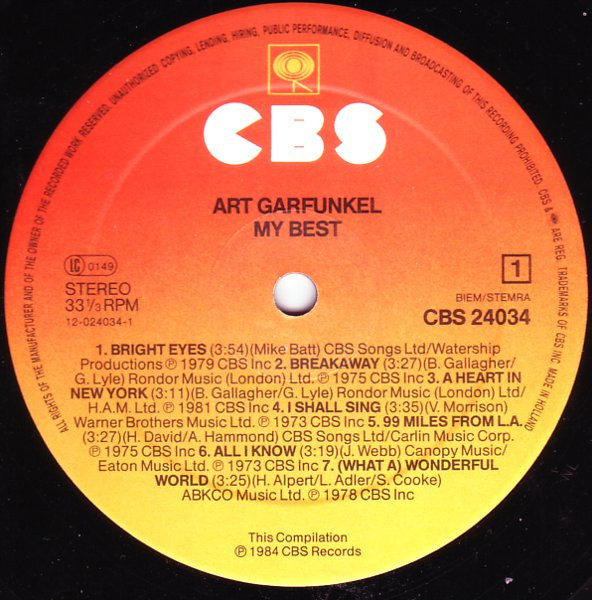 Cover zu Art Garfunkel - My Best | 1984 | Vinyl, LP, Stereo, Compilation | Pop, Folk, World, & Country | Europe