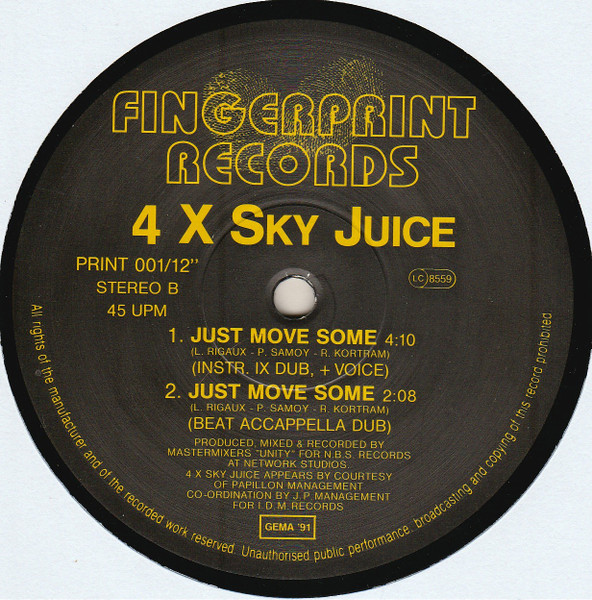 Cover zu 4 X Sky Juice - Just Move Some | 1990 | Vinyl, Stereo, 12