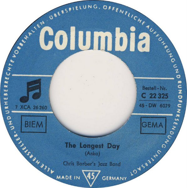 Bild Chris Barber’s Jazz Band – The Longest Day | 1963 | Vinyl, 45 RPM, 7″, Single | Jazz | Germany Schallplatten Ankauf