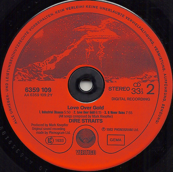 Cover zu Dire Straits - Love Over Gold | 1983 | Vinyl, LP, Album, Stereo, Reissue | Rock | Germany