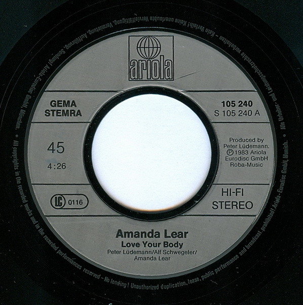 Cover zu Amanda Lear - Love Your Body | Vinyl, Stereo, 45 RPM, 7