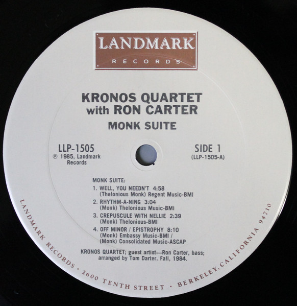 Cover zu Kronos Quartet - Monk Suite: Kronos Quartet Plays Music Of Thelonious Monk | 1985 | Vinyl, LP, Album | Jazz | US