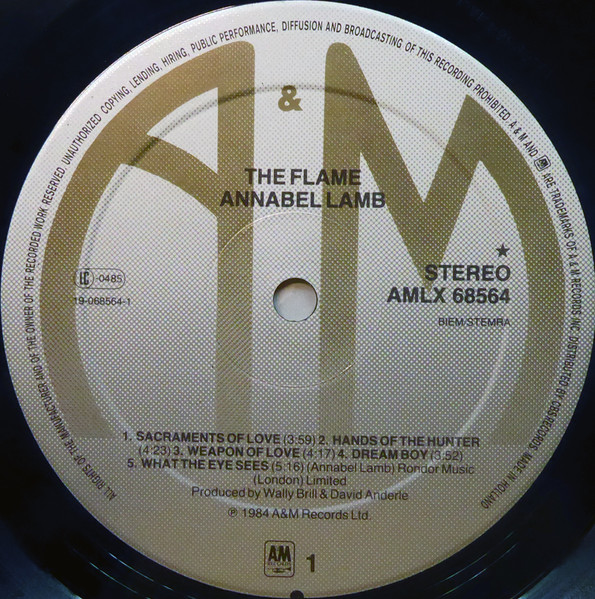 Cover zu Annabel Lamb - The Flame | 1984 | Vinyl, LP, Album, Stereo | Electronic, Rock, Pop | Europe