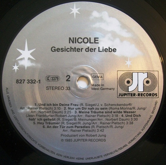 Cover zu Nicole (2) - Gesichter Der Liebe | 1985 | Vinyl, LP, Album | Pop | Germany