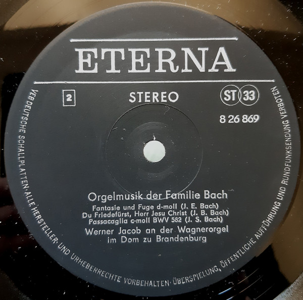 Cover zu Werner Jacob - Die Wagnerorgel Im Dom Zu Brandenburg (Werner Jacob Spielt Orgelmusik Der Familie Bach) | 1978 | Vinyl, LP, Stereo | Classical | German Democratic Republic (GDR)