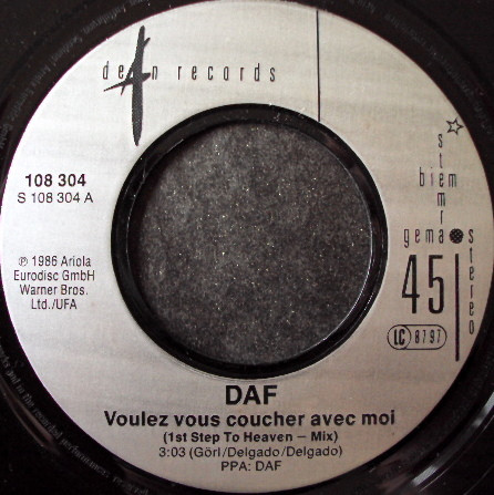 Cover zu Deutsch Amerikanische Freundschaft - Voulez Vous Coucher Avec Moi Ce Soir | 1986 | Vinyl, Stereo, 45 RPM, 7