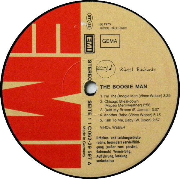 Cover zu Vince Weber - The Boogie Man (Piano Blues & Boogie Woogie) | 1975 | Vinyl, LP, Album, Stereo | Blues | Germany