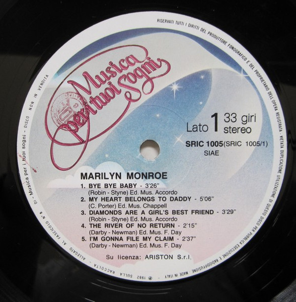 Cover zu Marilyn Monroe - Marilyn Monroe | 1982 | Vinyl, LP, Compilation | Jazz, Stage & Screen | Italy