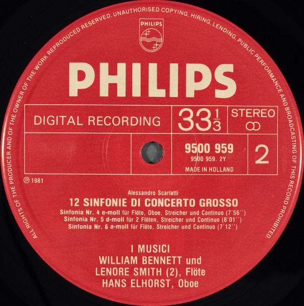 Cover zu Alessandro Scarlatti, I Musici, William Bennett (3), Hans Elhorst, Lenore Smith, Bernard Soustrot - 12 Sinfonie Di Concerto Grosso | 1981 | Vinyl, LP, Box Set | Classical | Netherlands