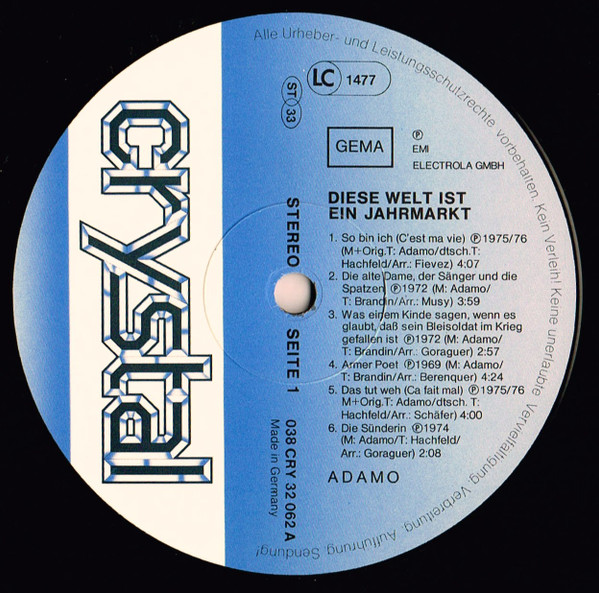 Cover zu Adamo - Diese Welt Ist Ein Jahrmarkt | Vinyl, LP, Compilation | Pop | Germany