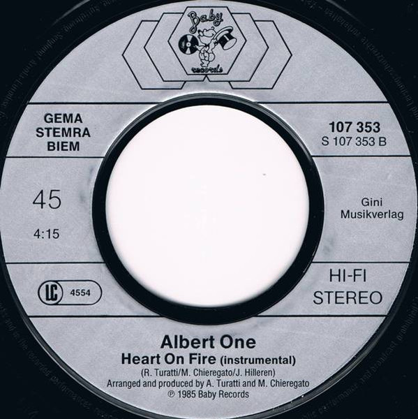 Cover zu Albert One - Heart On Fire | Vinyl, 45 RPM, 7