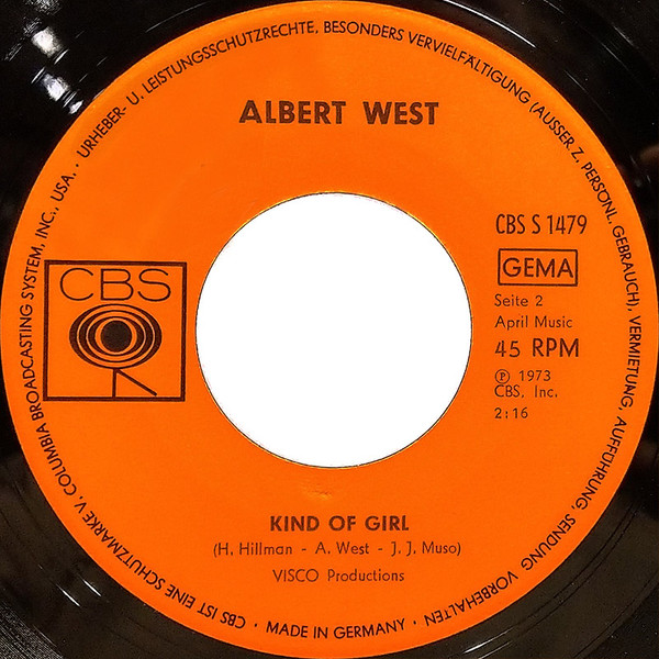 Cover zu Albert West - Ginny Come Lately | 1973 | Vinyl, Stereo, 45 RPM, 7