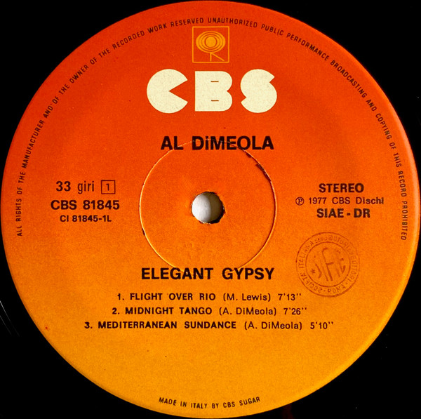 Cover zu Al Di Meola - Elegant Gypsy | 1977 | Vinyl, LP, Album | Jazz, Rock | Italy