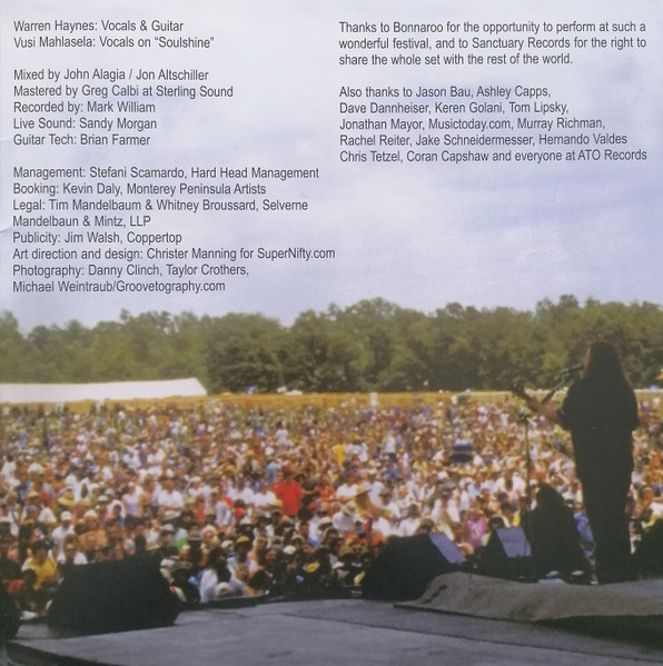 Cover zu Warren Haynes - Live At Bonnaroo | 2010 | Vinyl, LP, Album, Reissue | Rock | Europe