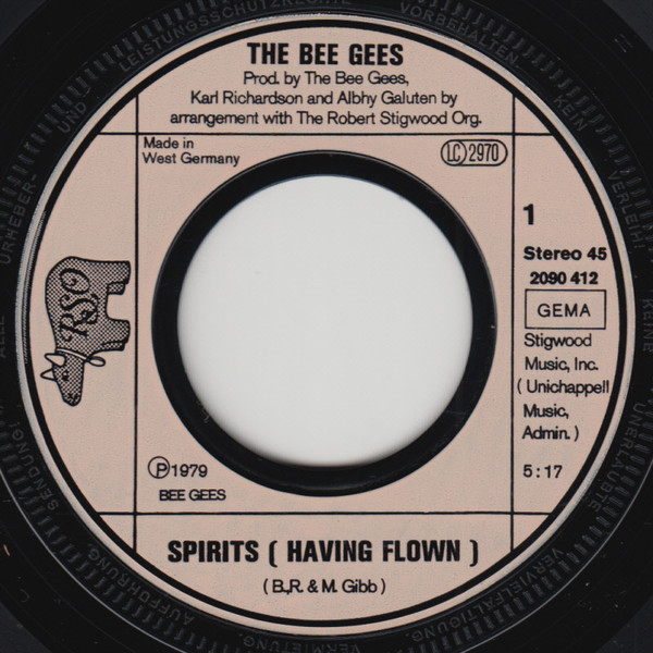 Cover zu Bee Gees - Spirits (Having Flown) | 1980 | Vinyl, Stereo, 45 RPM, 7