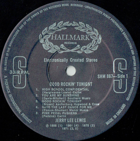 Cover zu Jerry Lee Lewis - Good Rockin' Tonight | 1975 | Vinyl, LP, Compilation | Rock | UK
