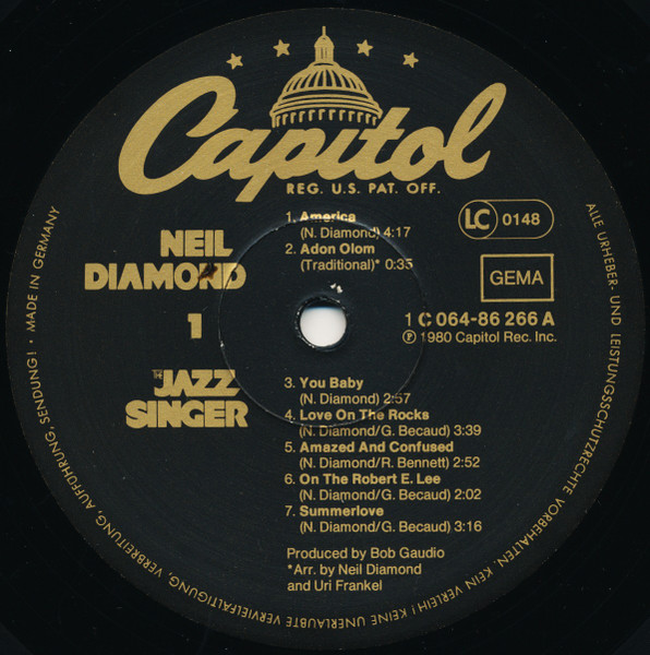 Cover zu Neil Diamond - The Jazz Singer (Original Songs From The Motion Picture) | 1980 | Vinyl, LP, Album | Rock, Stage & Screen | Germany