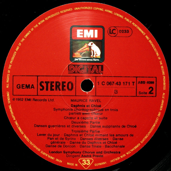 Cover zu Maurice Ravel - London Symphony Orchestra & London Symphony Chorus, André Previn - Daphnis Et Chloé (Gesamtaufnahme) | 1982 | Vinyl, LP, Album | Classical | Germany
