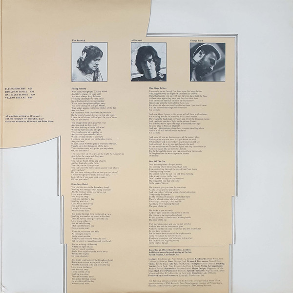 Cover zu Al Stewart - Year Of The Cat | 1976 | Vinyl, LP, Album, Stereo | Rock | UK