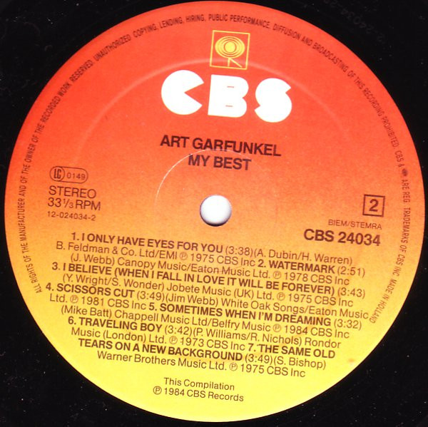 Cover zu Art Garfunkel - My Best | 1984 | Vinyl, LP, Stereo, Compilation | Pop, Folk, World, & Country | Europe