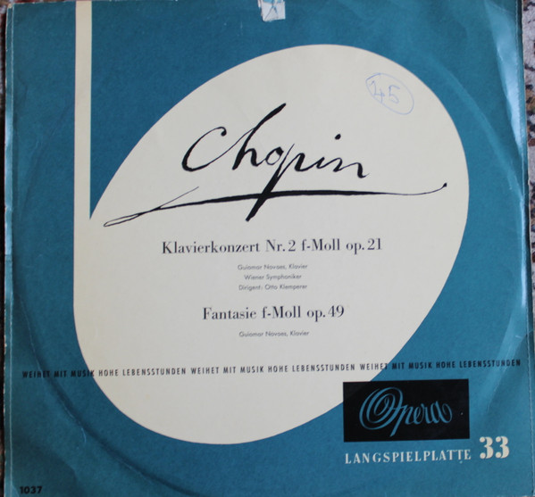 Bild Frédéric Chopin – Guiomar Novaes, Wiener Symphoniker, Otto Klemperer – Klavierkonzert Nr. 2 F-Moll Op. 21 / Fantasie In F-Moll Op. 49 | 1955 | Vinyl, LP, Mono | Classical | Germany Schallplatten Ankauf