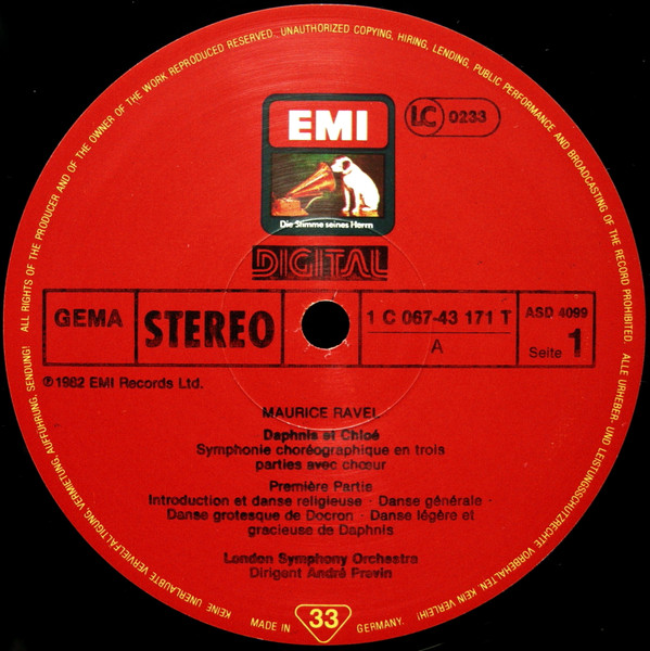 Cover zu Maurice Ravel - London Symphony Orchestra & London Symphony Chorus, André Previn - Daphnis Et Chloé (Gesamtaufnahme) | 1982 | Vinyl, LP, Album | Classical | Germany